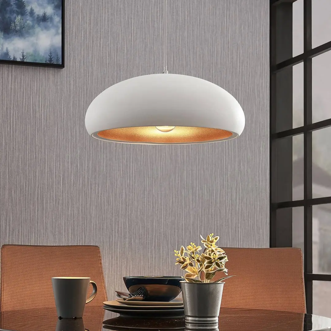 Lindby Hanglamp Metaal 1 Licht E27 - 40cm - Wit/Goud