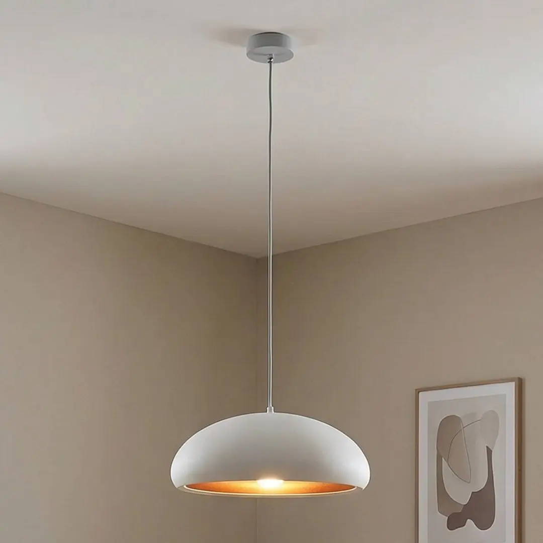 Lindby Hanglamp Metaal 1 Licht E27 - 40cm - Wit/Goud