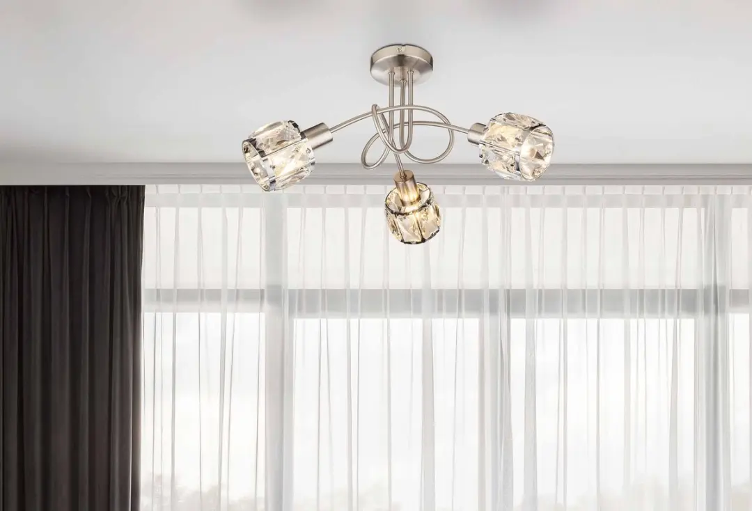 Globo Kris Plafondlamp Nikkel Ø38cm - 3x E14
