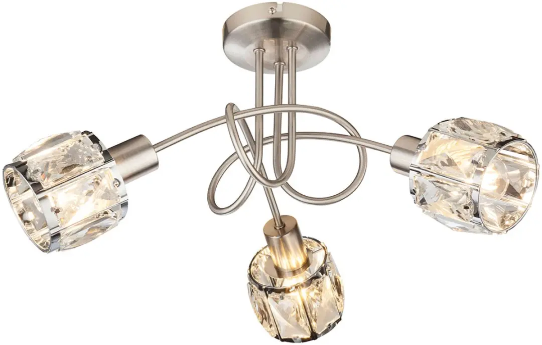 Globo Kris Plafondlamp Nikkel Ø38cm - 3x E14