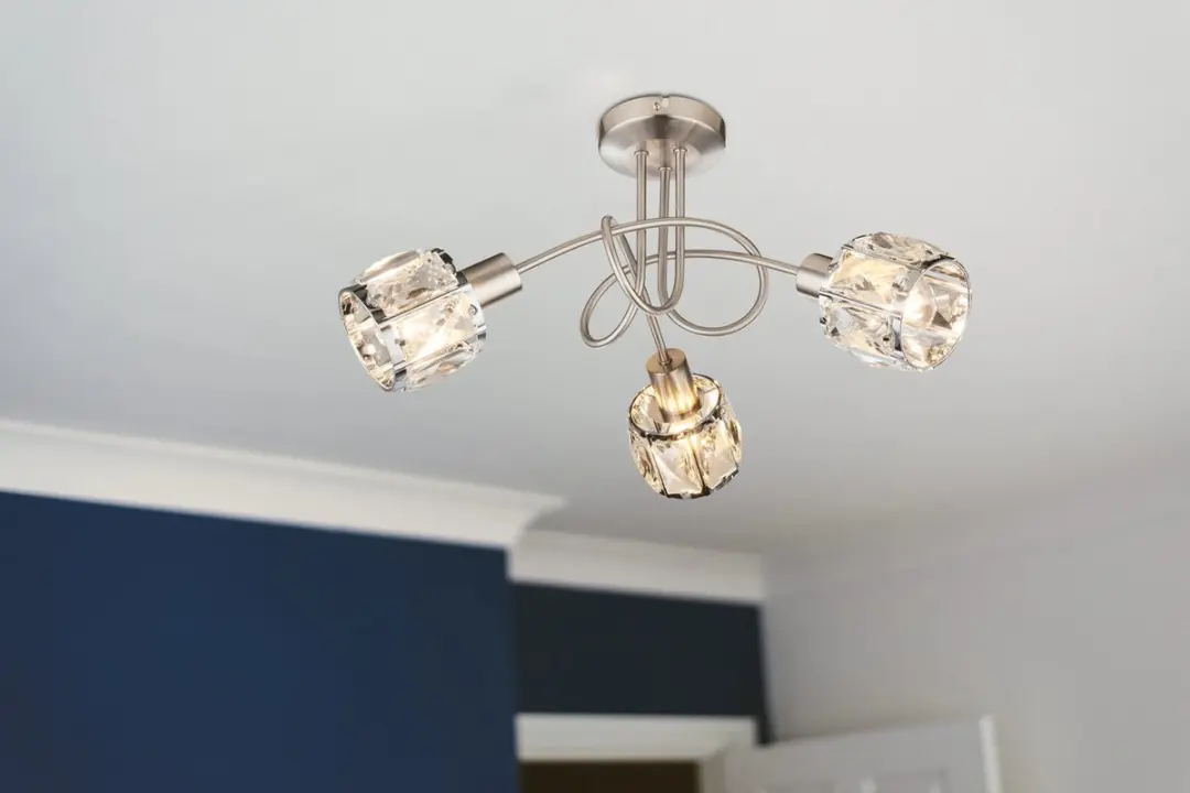 Globo Kris Plafondlamp Nikkel Ø38cm - 3x E14