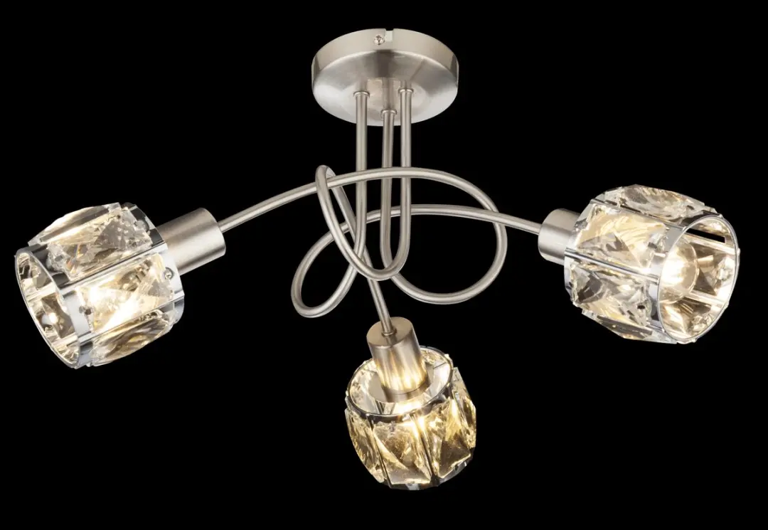 Globo Kris Plafondlamp Nikkel Ø38cm - 3x E14 - afbeelding 6 van 6