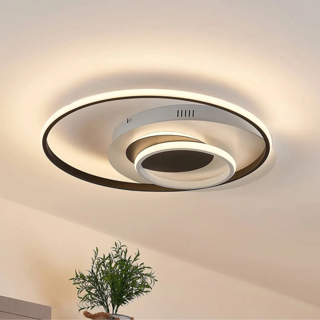 Lindby LED Plafondlamp 28W - Mat zwart/wit - 1 Lichtpunt