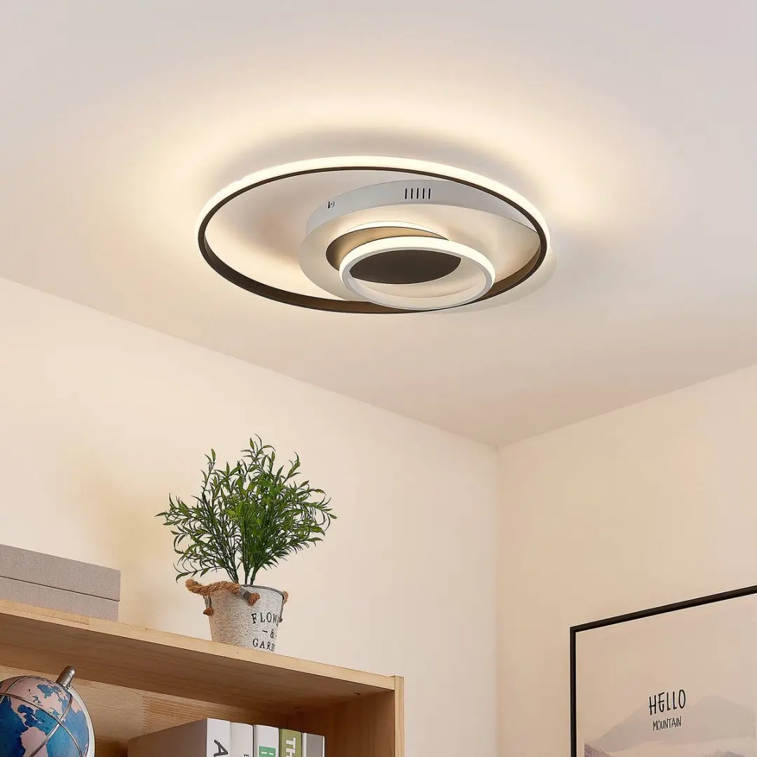 Lindby LED Plafondlamp 28W - Mat zwart/wit - 1 Lichtpunt
