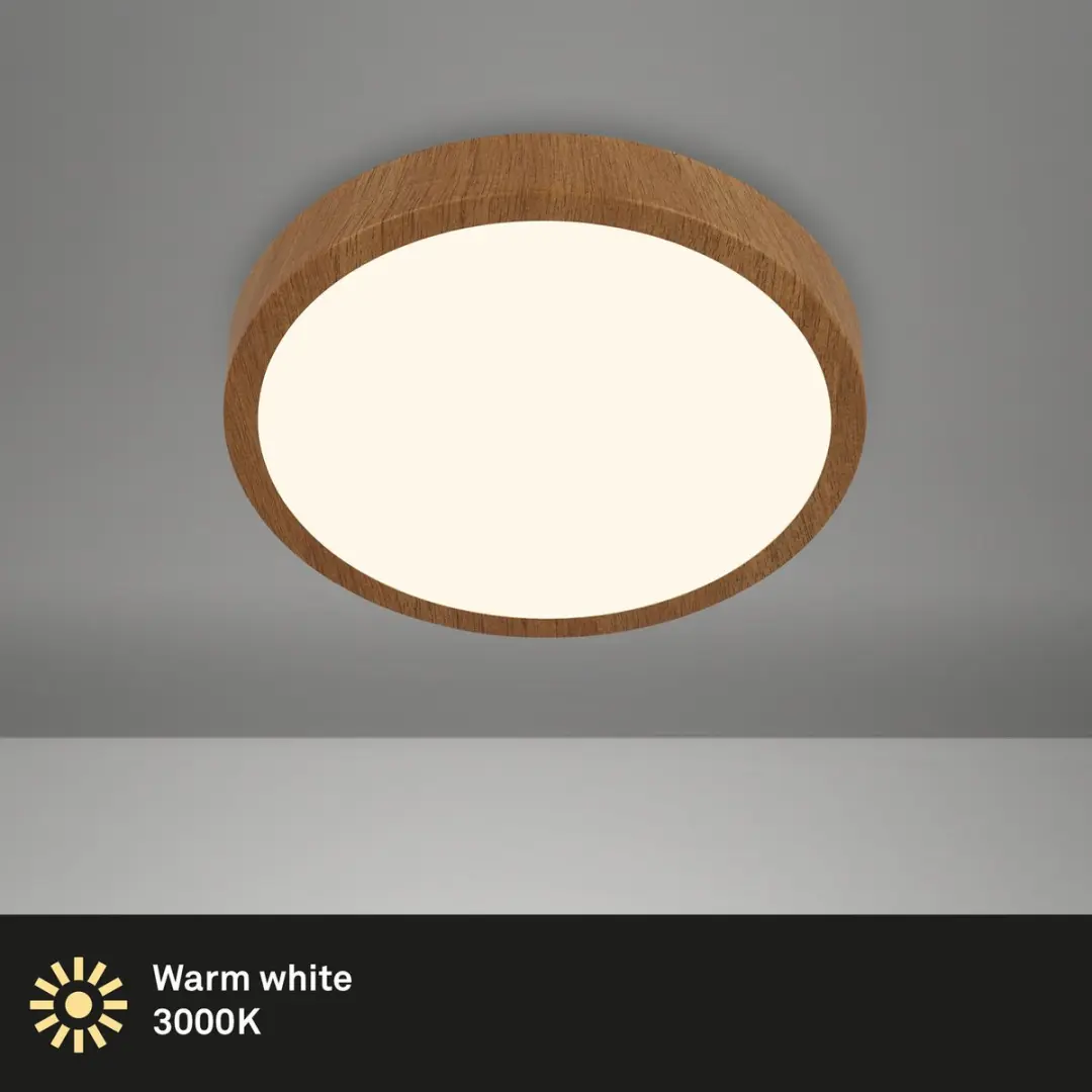 Briloner LED Plafondlamp Houtlook 16W Ø28cm