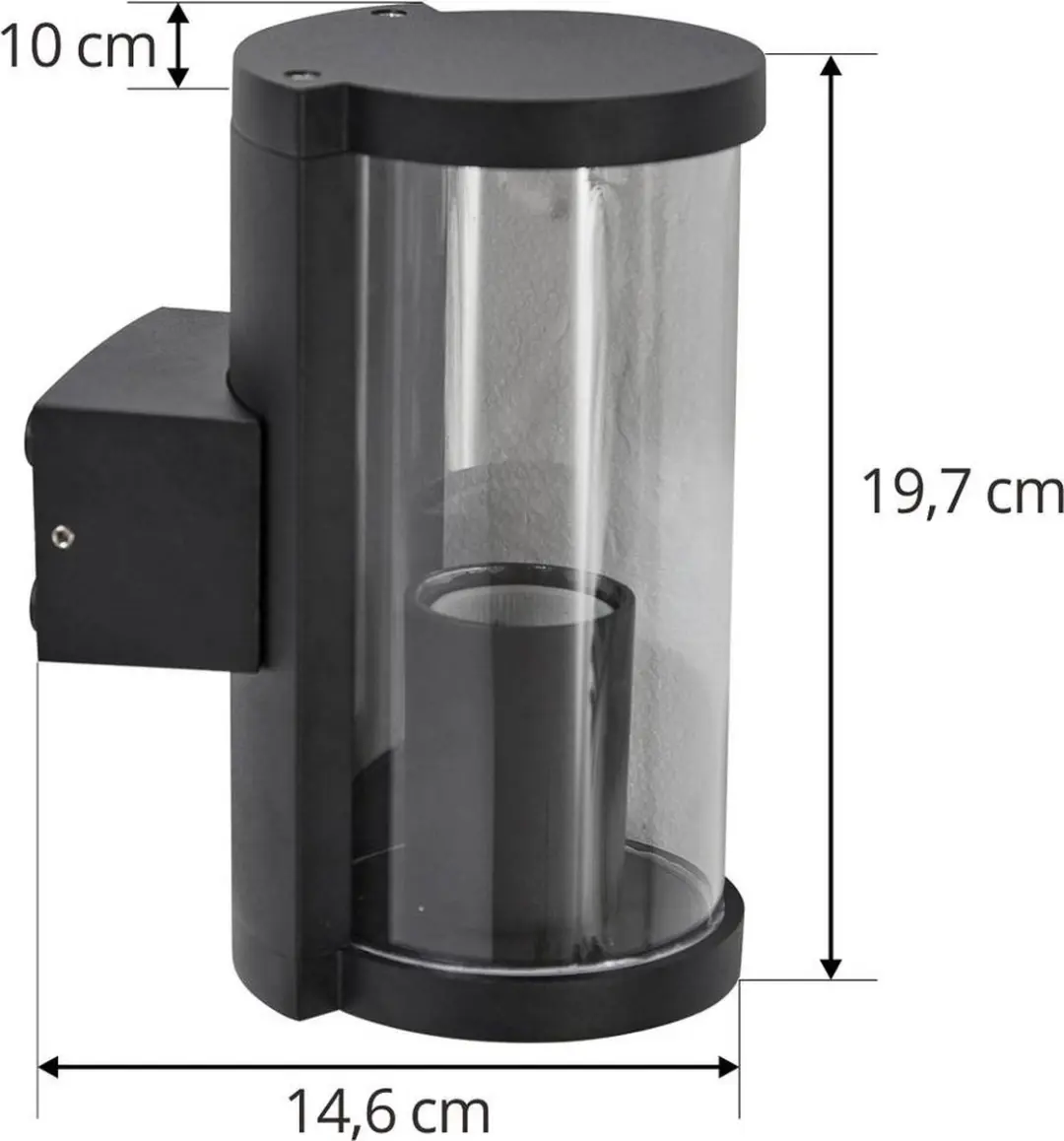 Lucande Wandlamp Buiten 1 Licht E27 - Gegoten Aluminium - Zwart/Rookgrijs