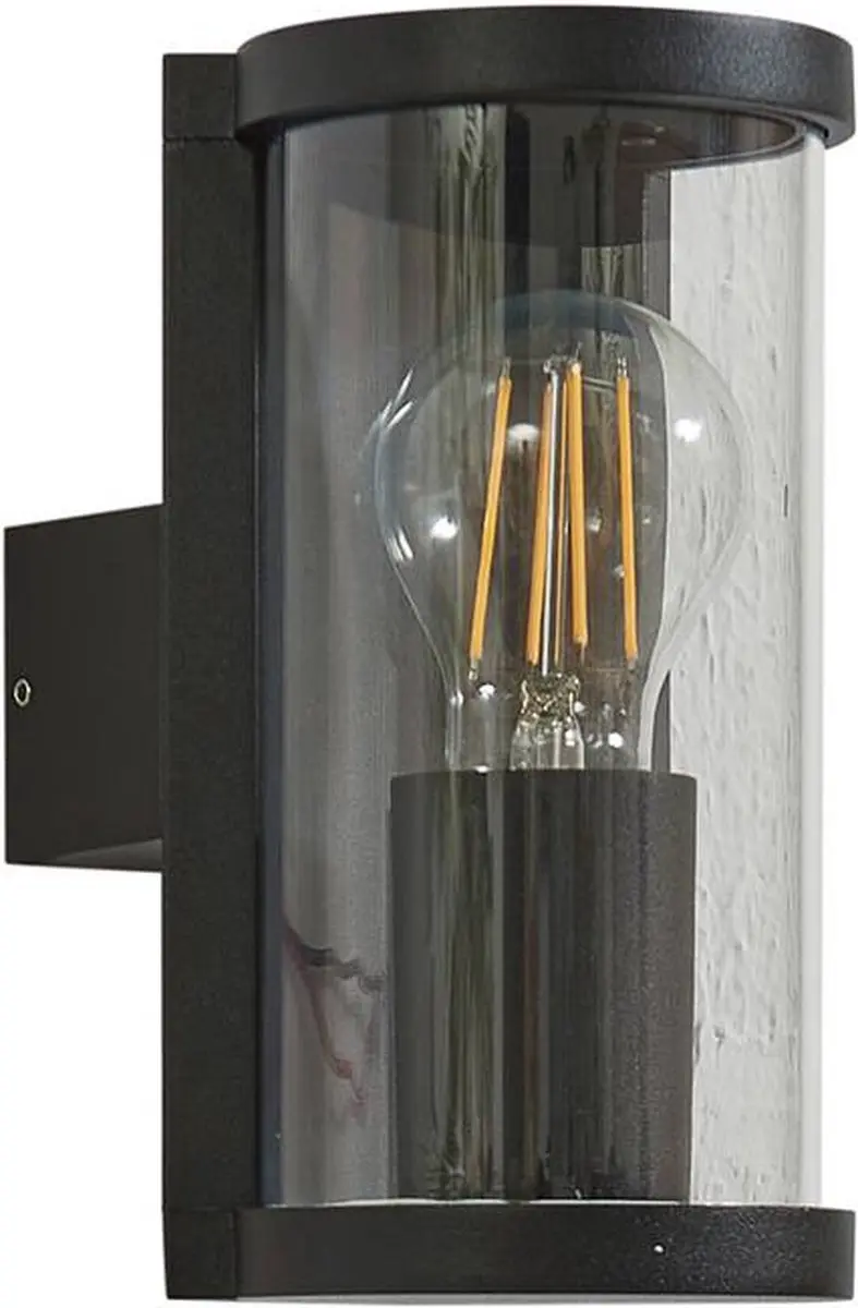 Lucande Wandlamp Buiten 1 Licht E27 - Gegoten Aluminium - Zwart/Rookgrijs
