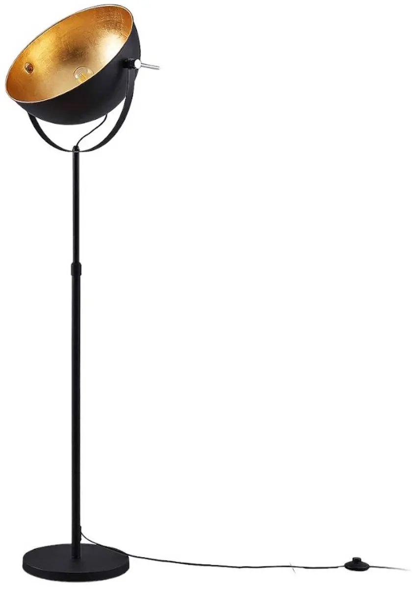 Lindby Vloerlamp Metaal 1 Licht E27 - 165cm - Zwart/Goud