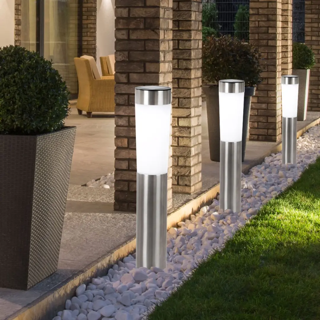 Globo Solarlamp RVS Grondspies - 2 Stuks - Zilver