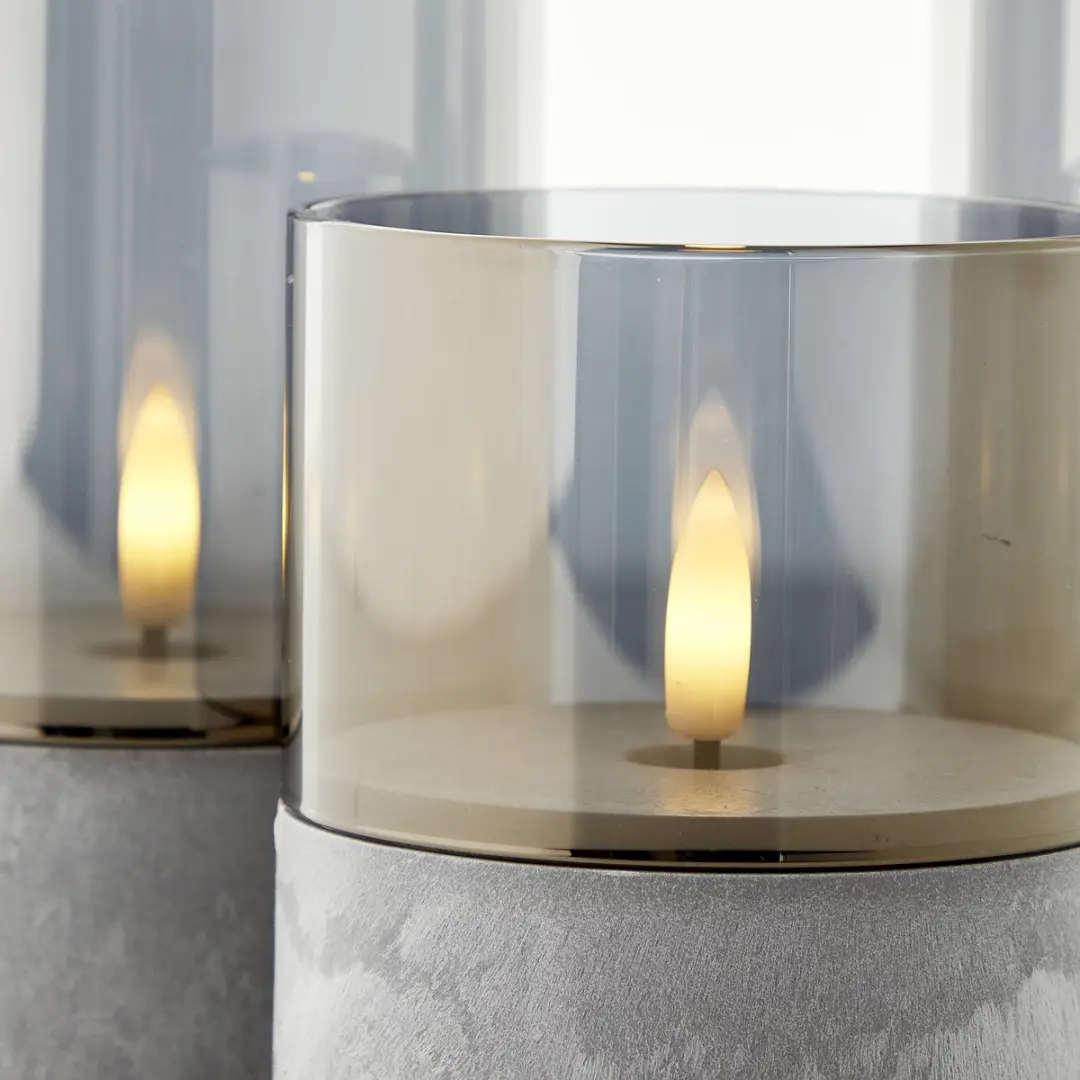 Brilliant LED Tafellamp Flickering Candle Light Set - Grijs