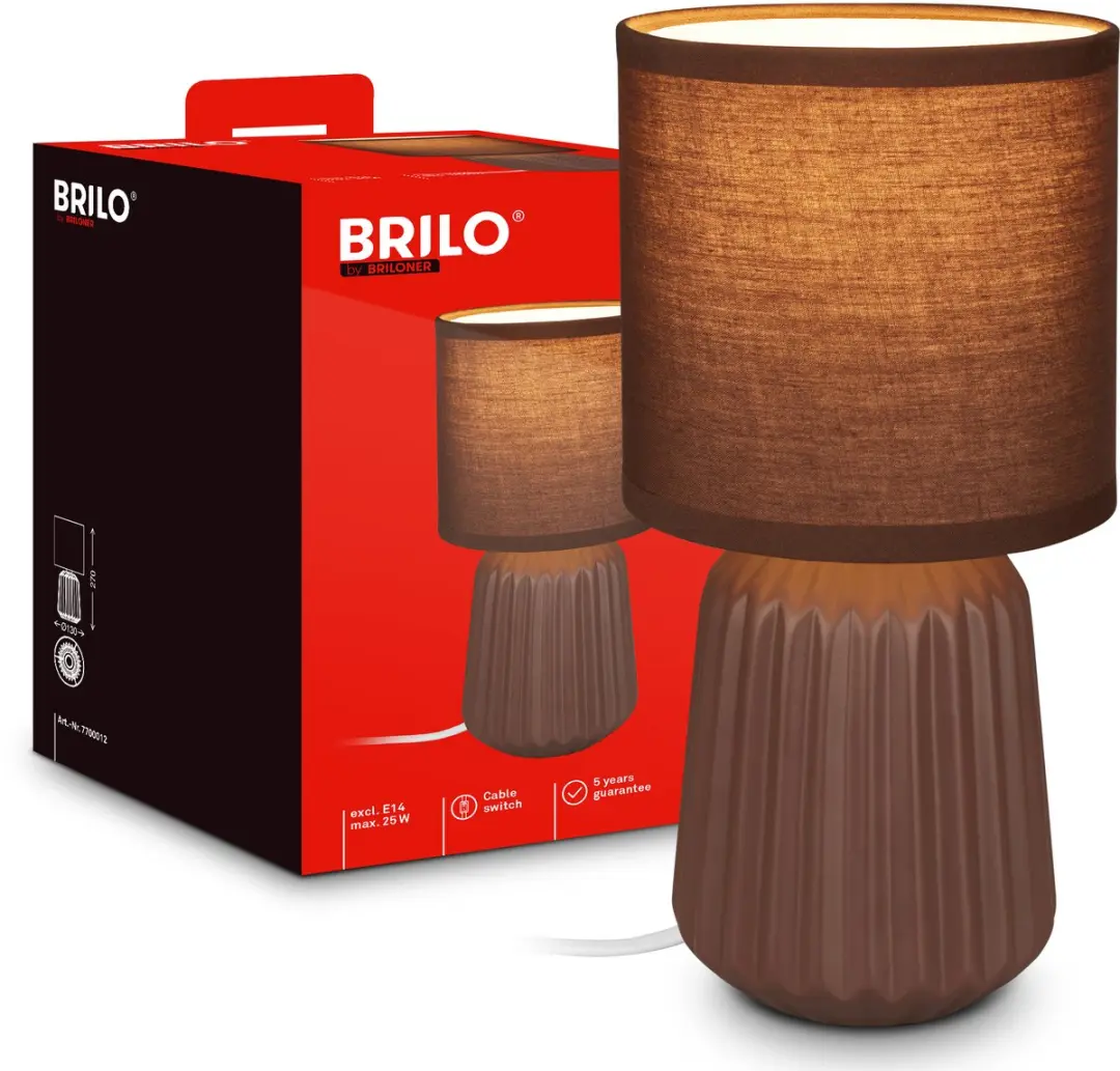 Briloner Dora Tafellamp - Ø13cm x 27cm - Bruin