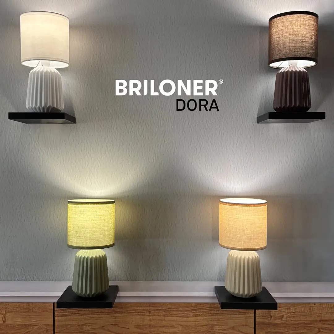 Briloner Dora Tafellamp - Ø13cm x 27cm - Bruin
