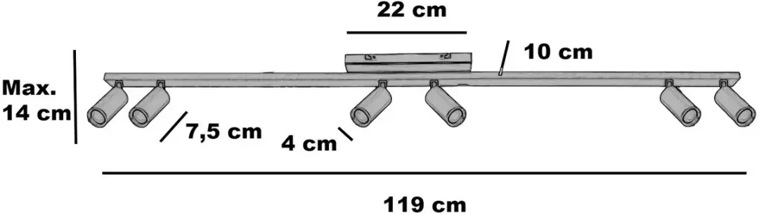 Freelight Spot Scolo 6 Lichts 119cm - Brons/Messing