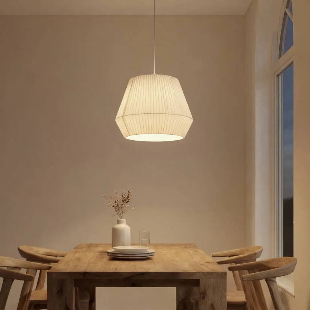Lindby Hanglamp Textiel 1 Licht E27 - 40cm - Wit