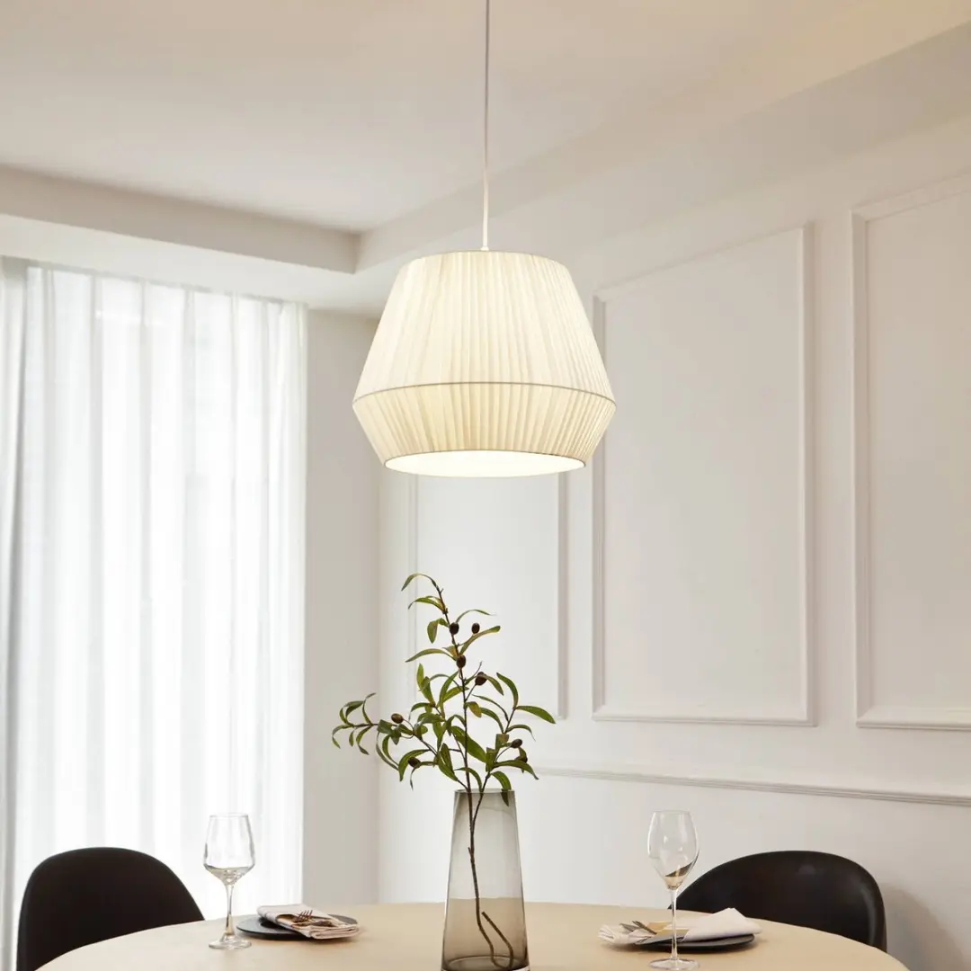 Lindby Hanglamp Textiel 1 Licht E27 - 40cm - Wit