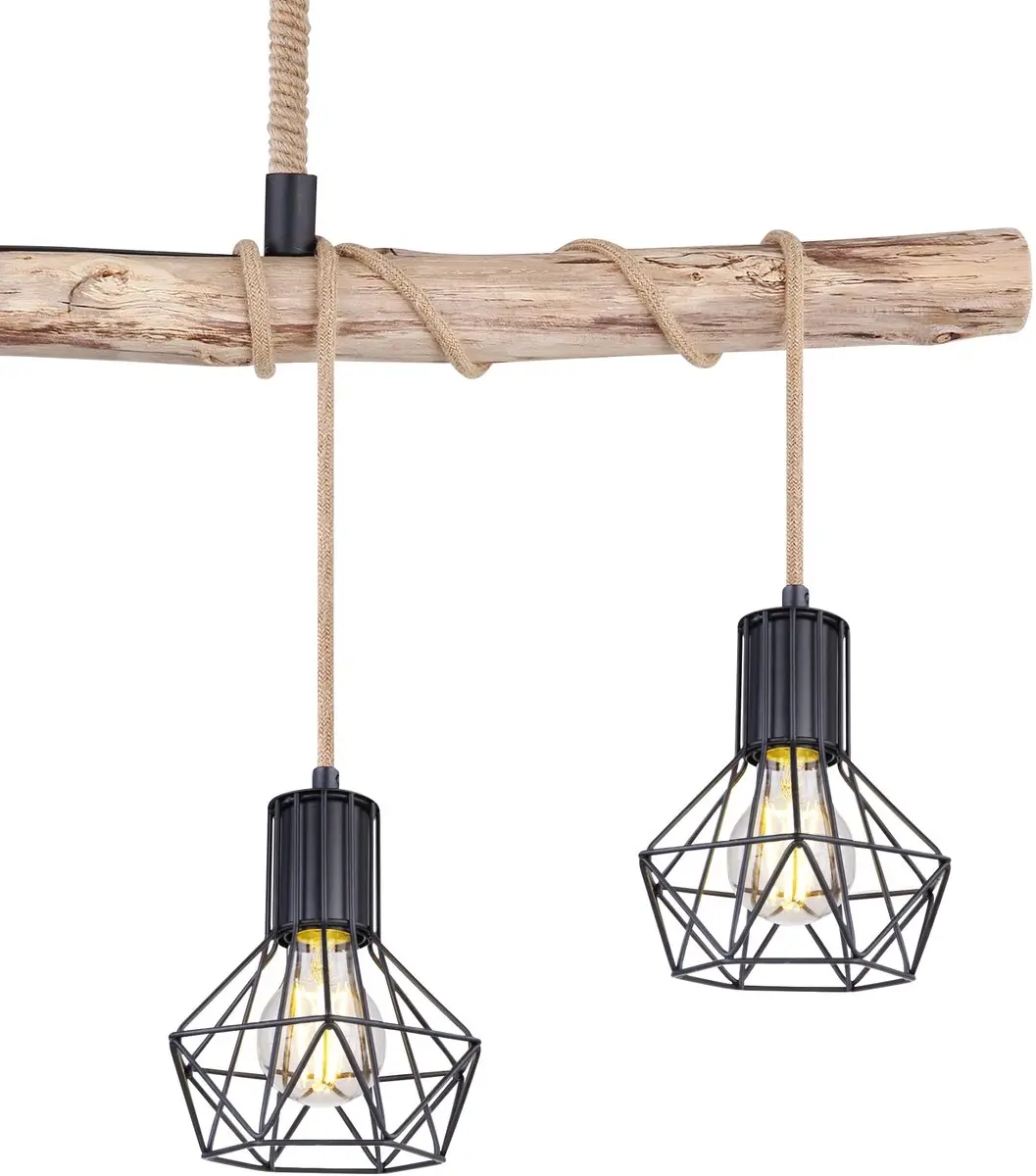 Globo Priska Hanglamp - 4 Lichtpunten E27 - Zwart