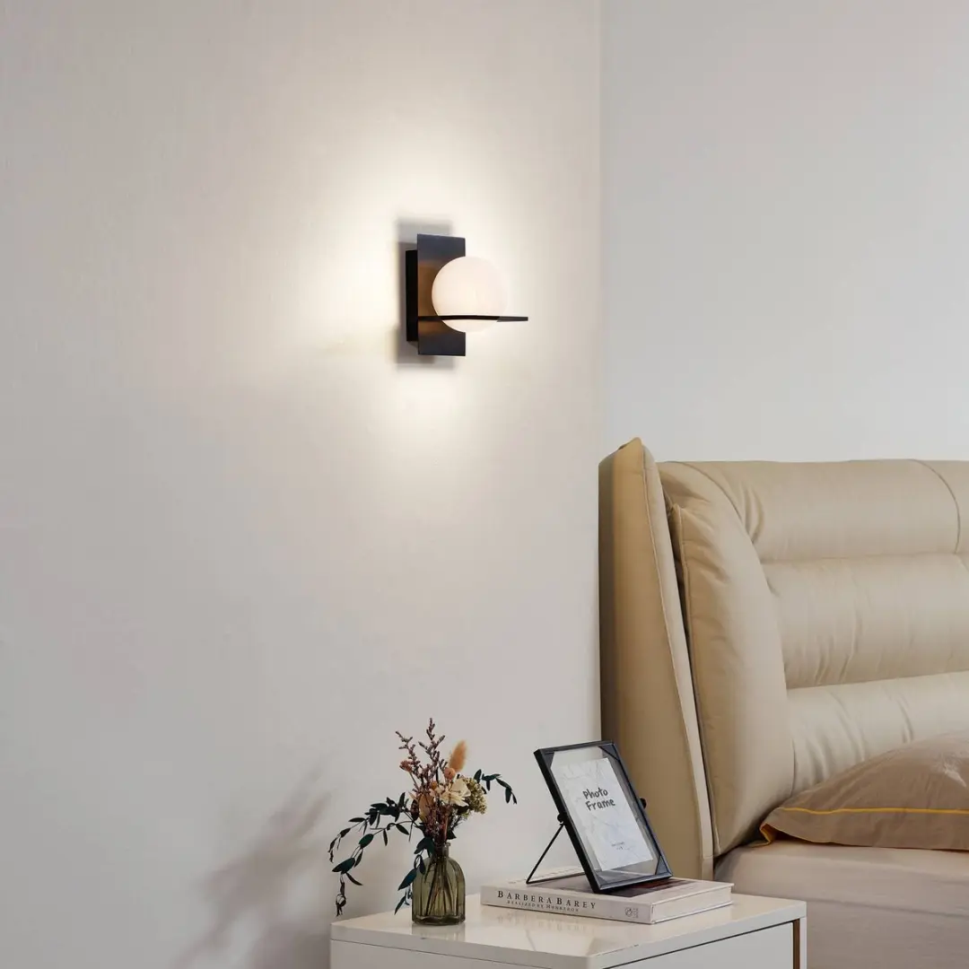 Lucande Wandlamp Metaal Glas 1 Licht G9 - Zwart/Wit