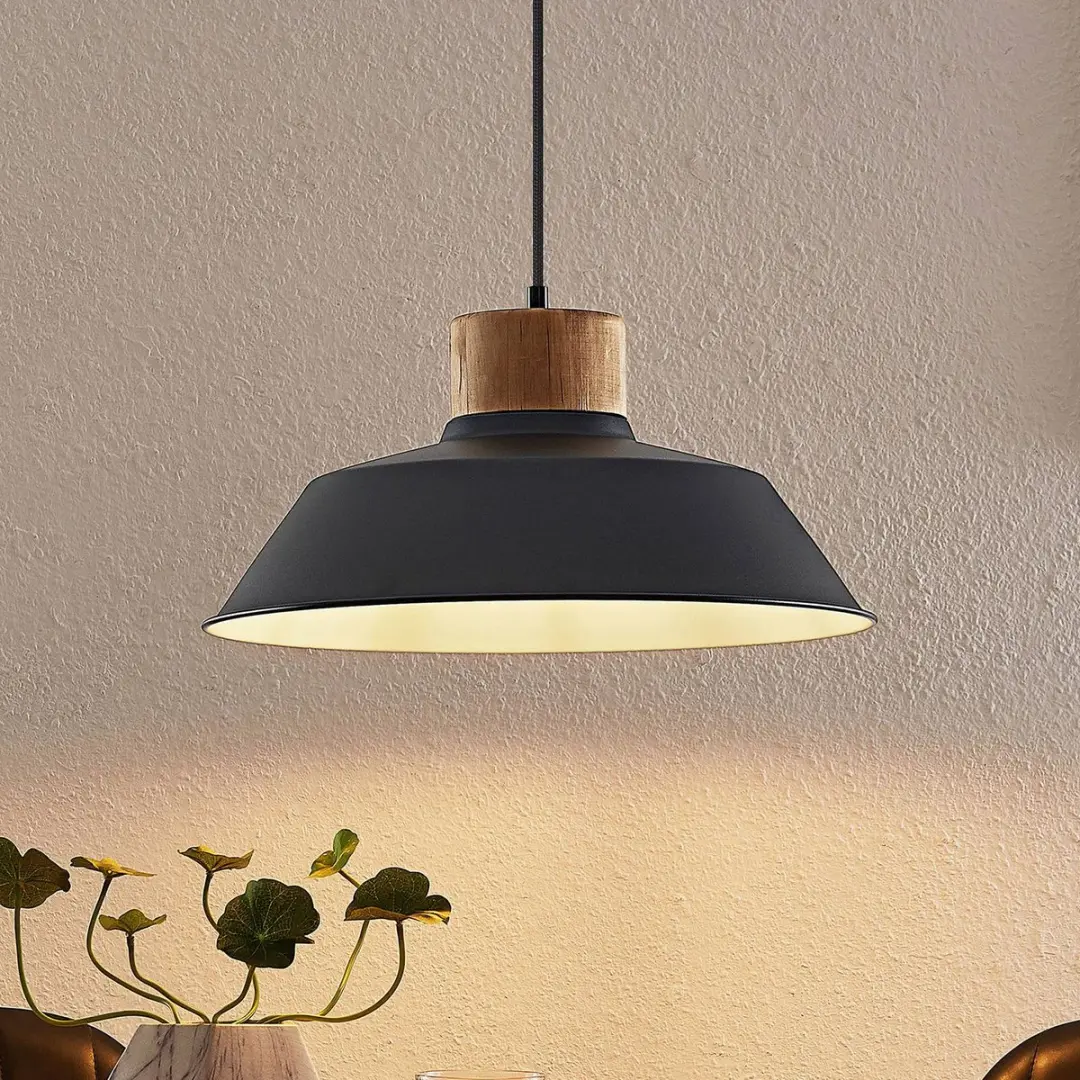 Lindby Hanglamp Staal/Dennenhout 1 Licht