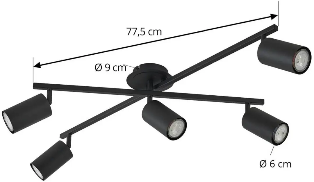Lindby Buitenspot 5-lichts GU10 - Zwart