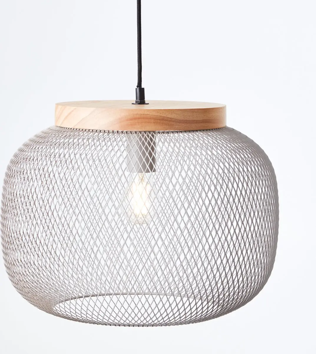 Brilliant H 113cm Plafondlamp - E27 Metaal/Hout Lichtgrijs/Bruin