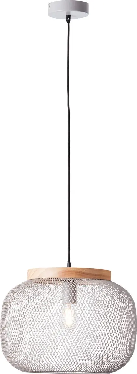 Brilliant H 113cm Plafondlamp - E27 Metaal/Hout Lichtgrijs/Bruin
