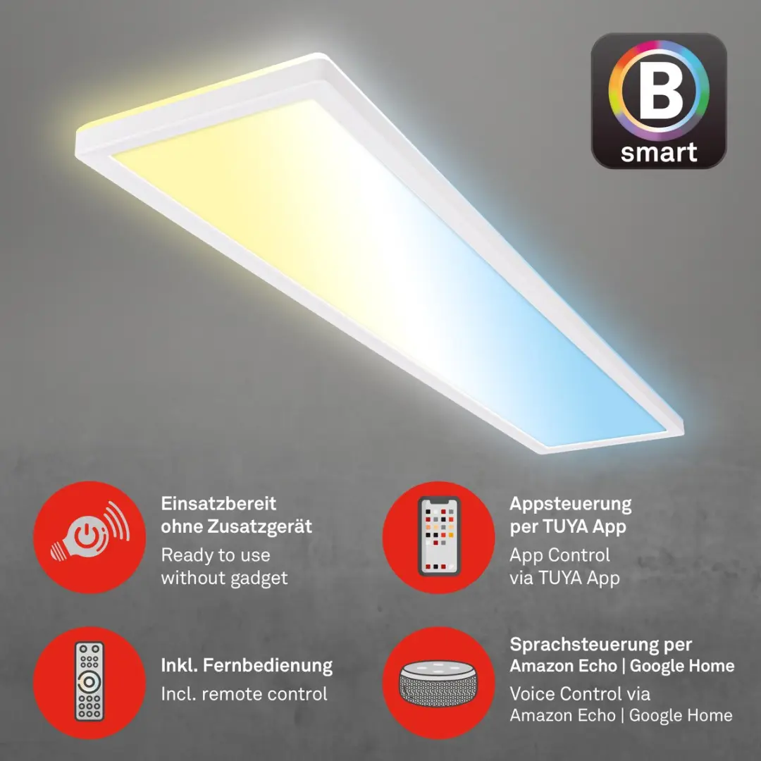 Briloner Tava Slimme LED Plafondlamp 22W RGBW - Wit
