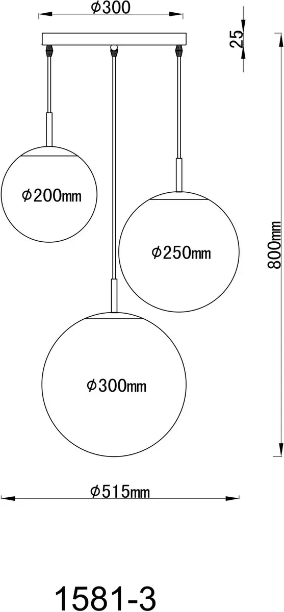 Globo Joel Hanglamp Nikkel Ø52cm - 3 Lichtpunten