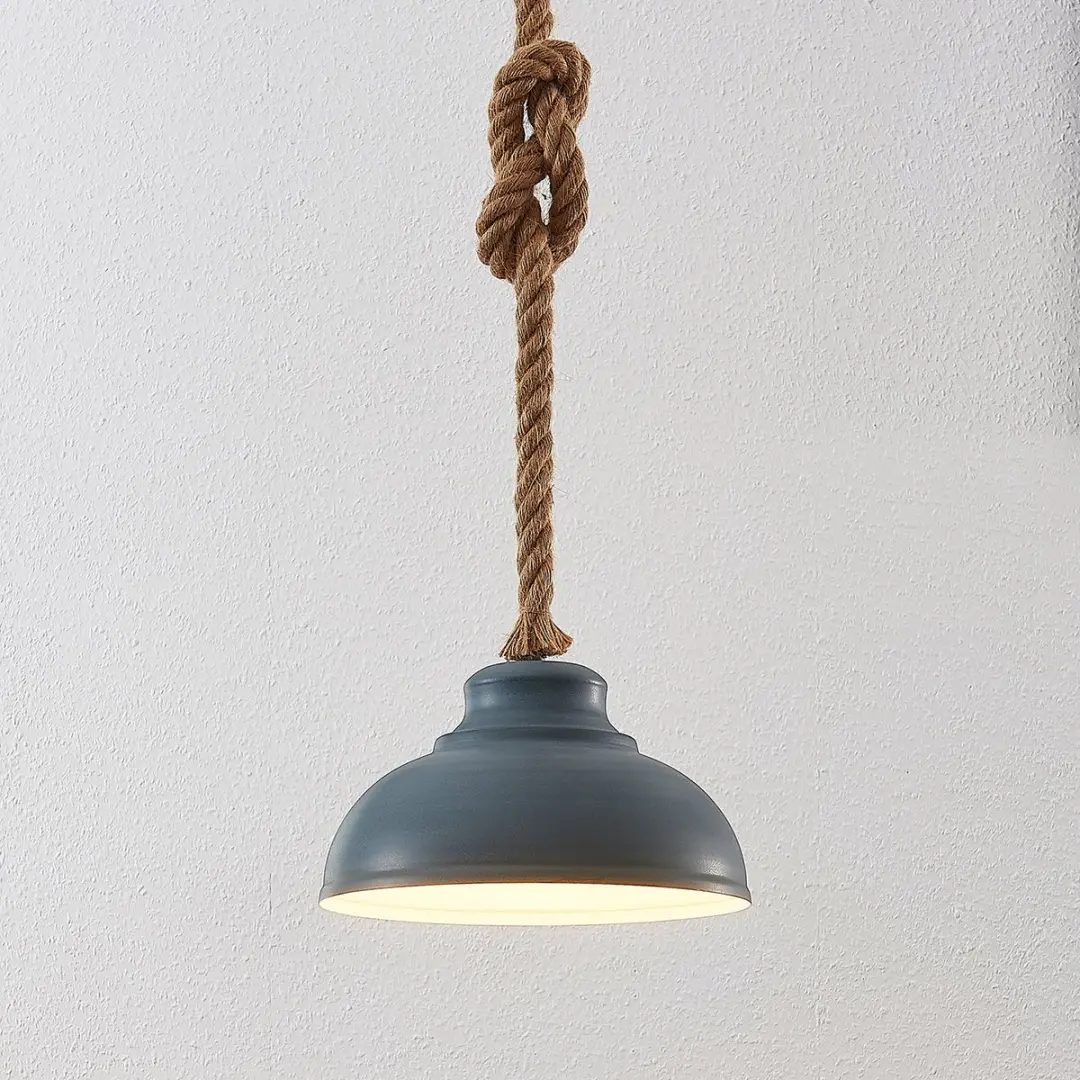 Lindby Hanglamp Metaal Touw 1 Licht E27