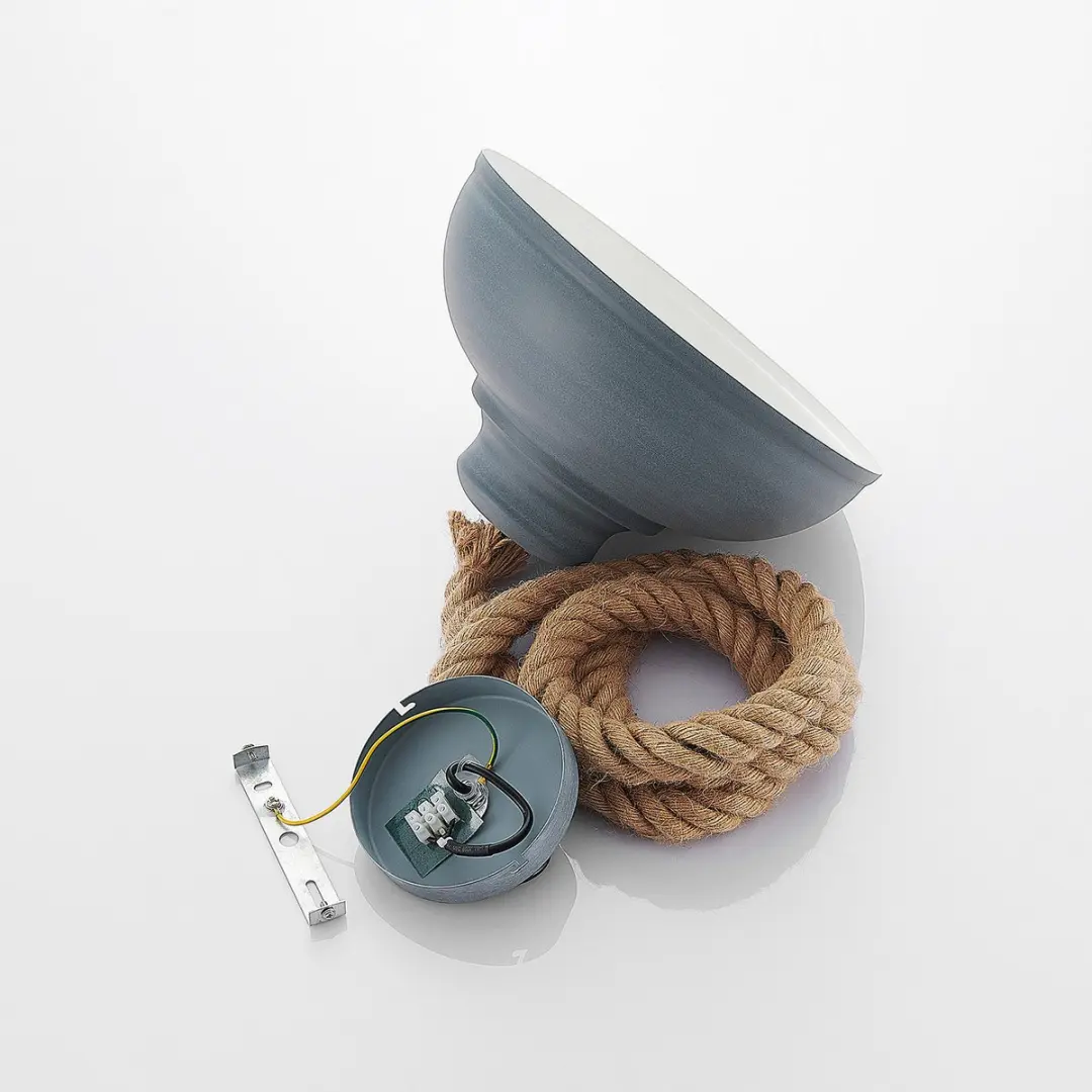 Lindby Hanglamp Metaal Touw 1 Licht E27 - Beton