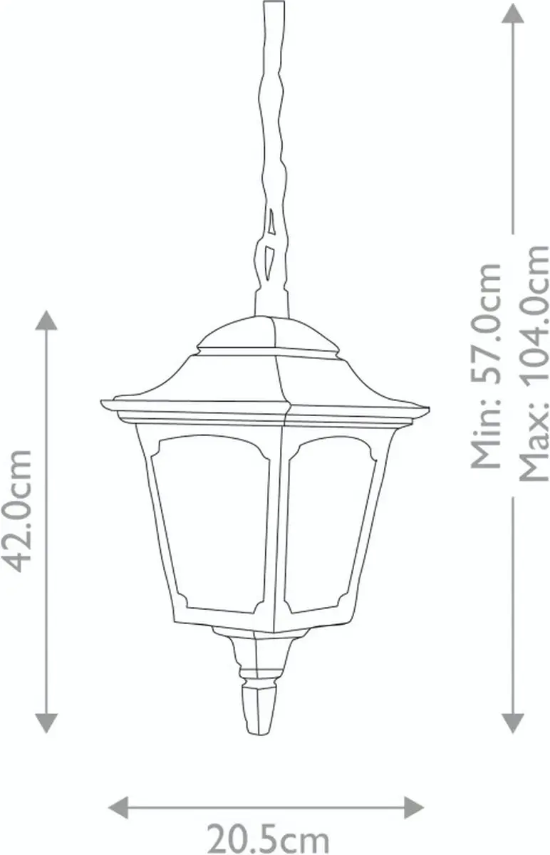 Elstead LED Buiten Hanglamp Chapel E27 60W - IP44 - Zwart