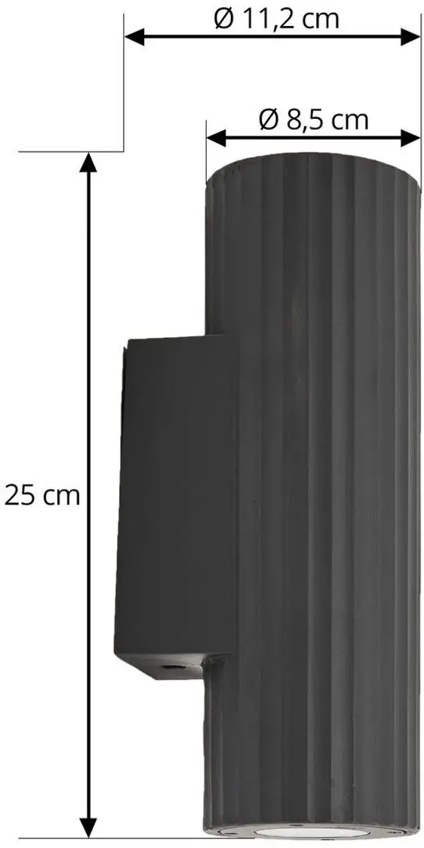 Lindby Wandlamp Buiten 2 Lichtpunten Beton Glas GU10 Antraciet