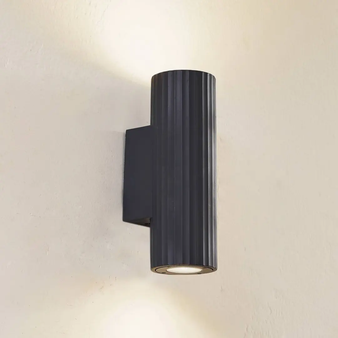 Lindby Wandlamp Buiten 2 Lichtpunten Beton Glas GU10 Antraciet