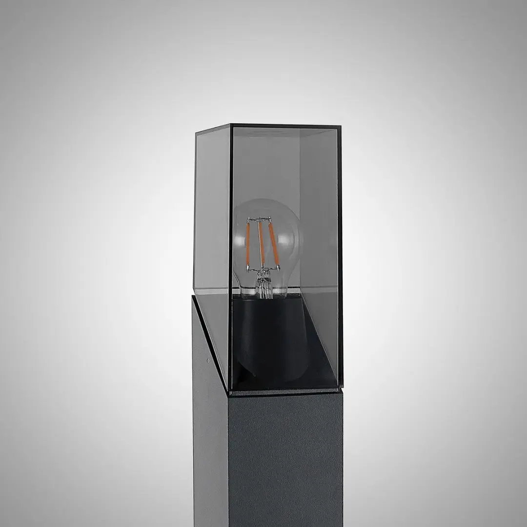 Lucande Sokkellamp E27 23W - Antraciet/Heldere behuizing