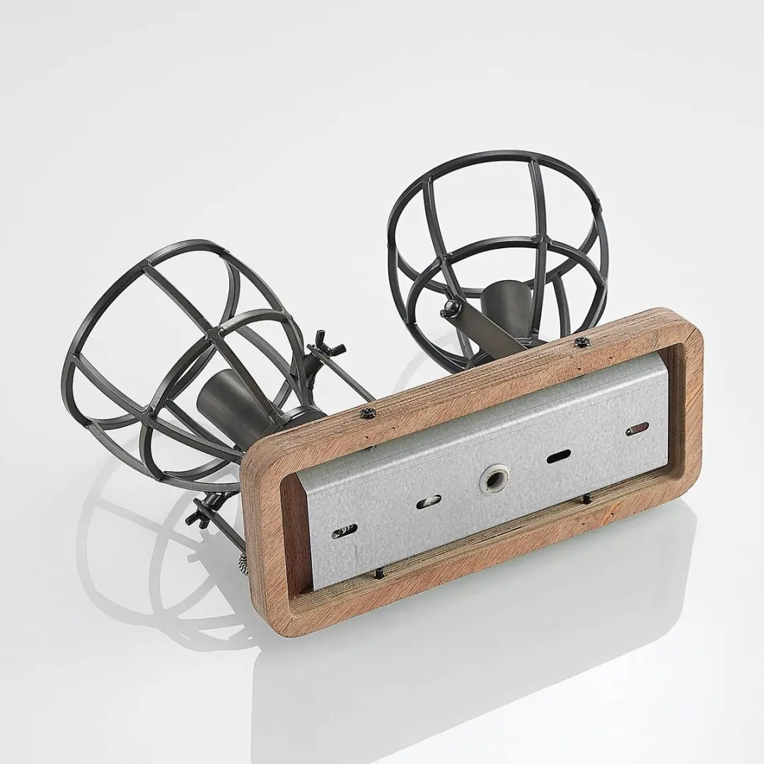 Lindby Plafondlamp Hout 2 Licht Metaal - Zwart/Bruin - afbeelding 6 van 6