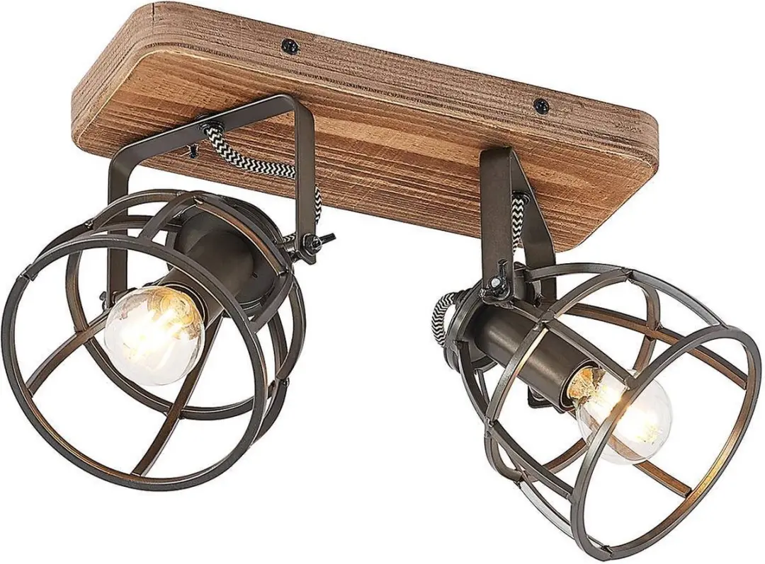 Lindby Plafondlamp Hout 2 Licht Metaal
