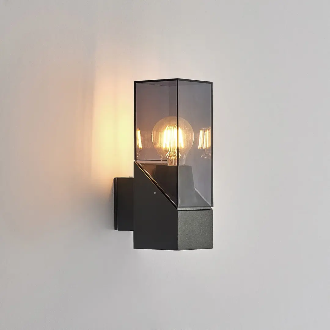 Lucande Wandlamp Buiten 1 Licht E27 - Antraciet/Heldere Glas