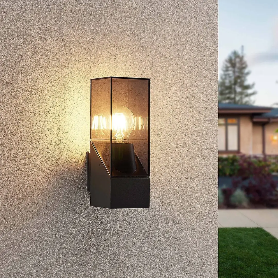 Lucande Wandlamp Buiten 1 Licht E27 - Antraciet/Heldere Glas