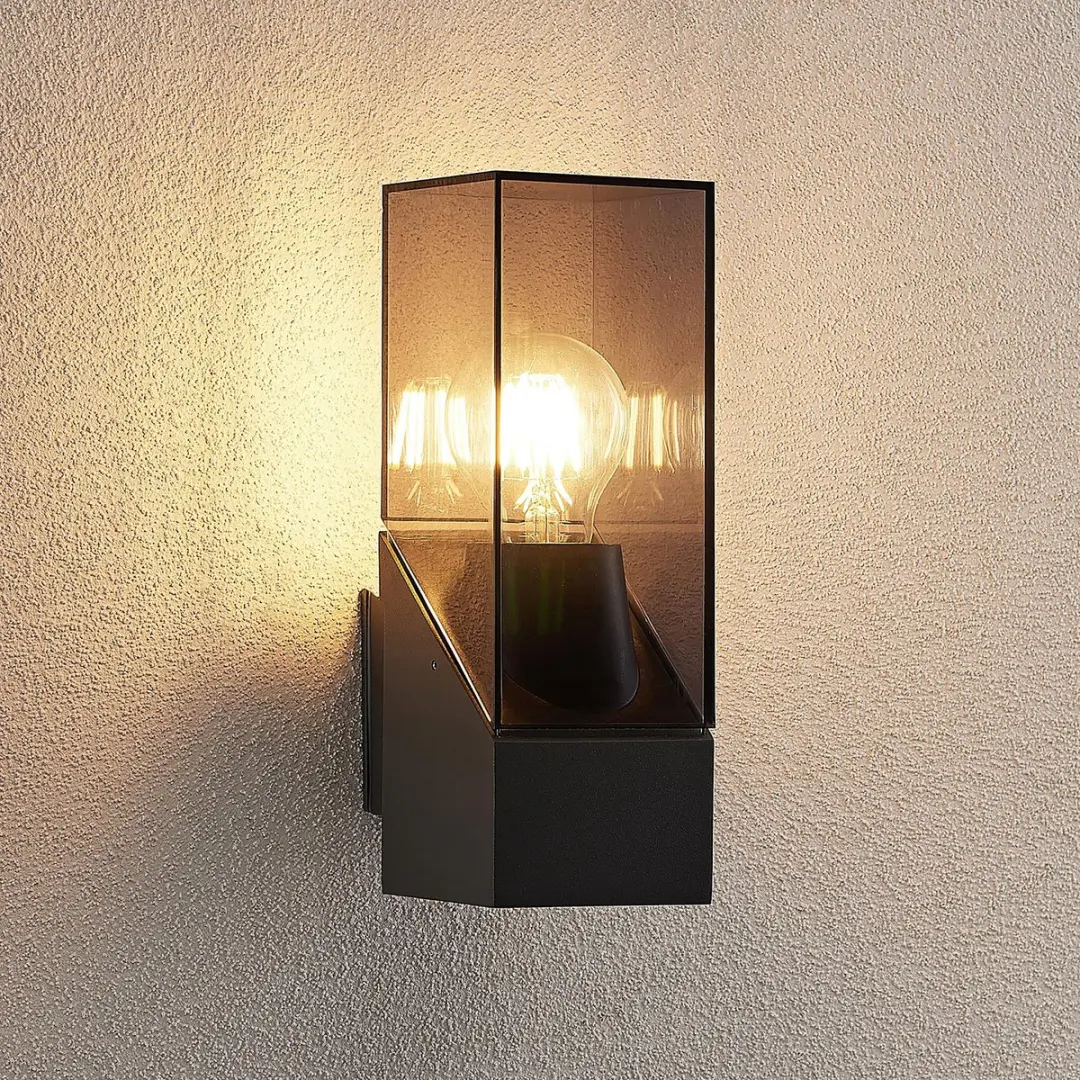 Lucande Wandlamp Buiten 1 Licht E27 - Antraciet/Heldere Glas