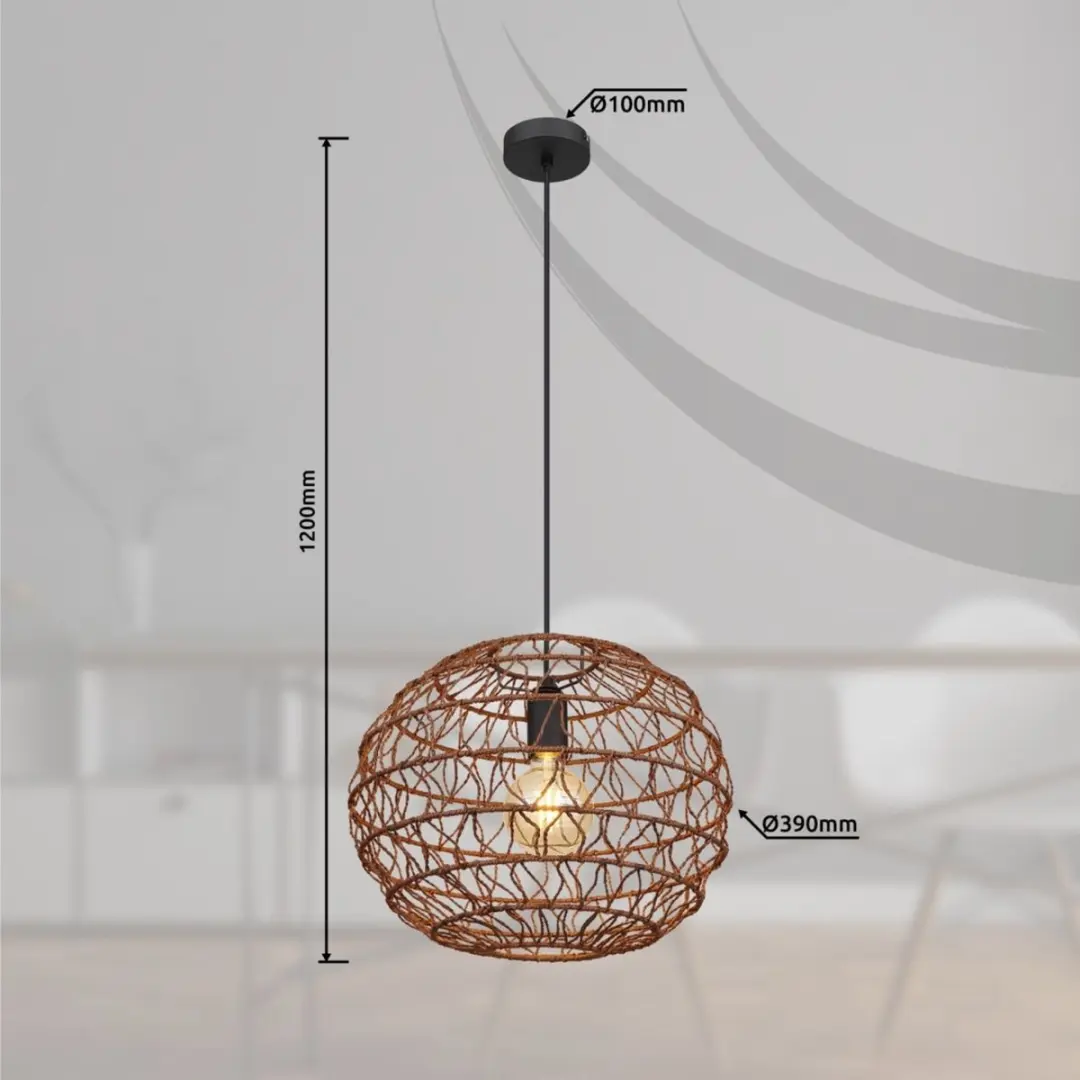 Globo Senni Hanglamp - Ø39cm - E27 - Bruin - afbeelding 6 van 6