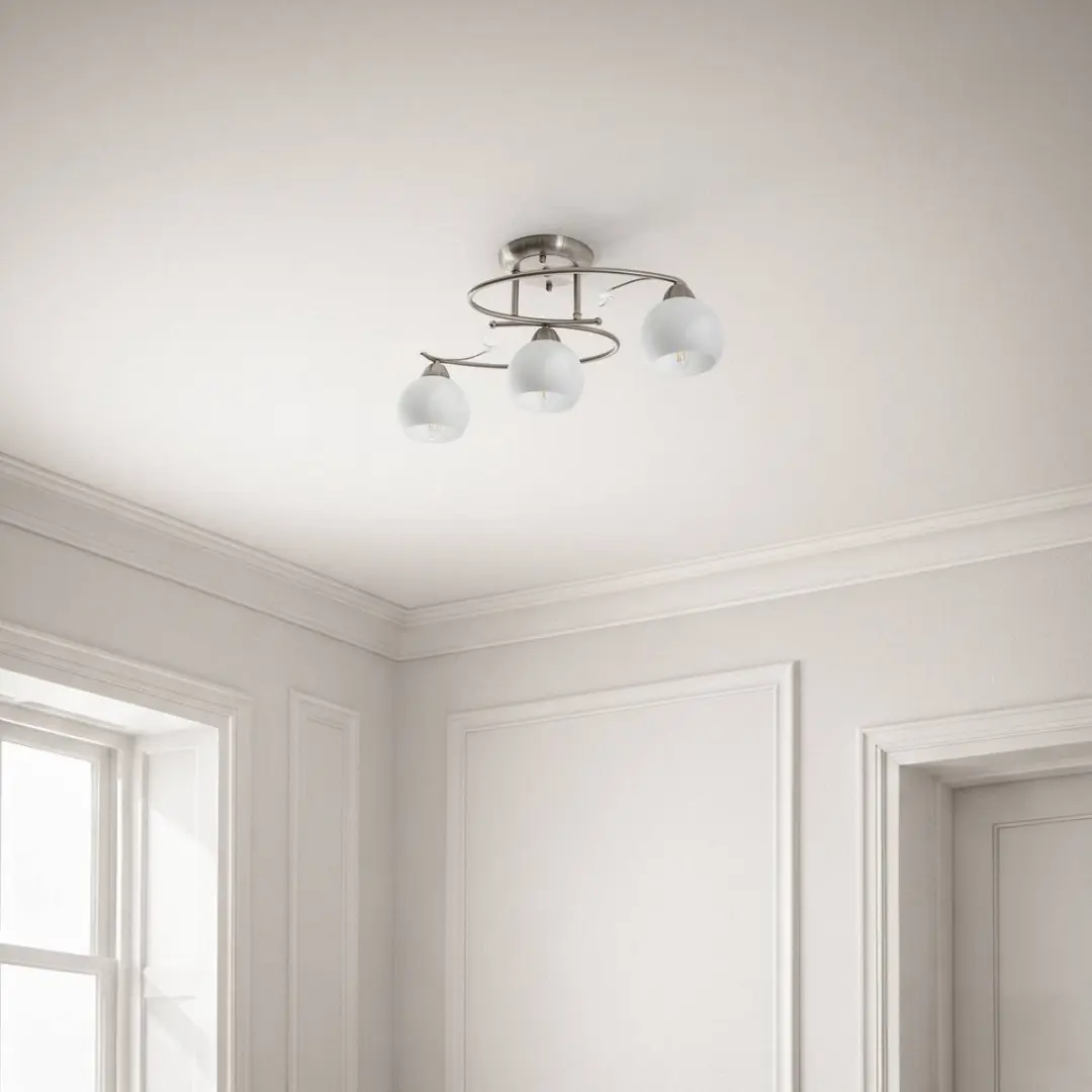 Lindby Plafondlamp 3-lichts E14 - 25,5 cm - Wit/Nikkel Mat