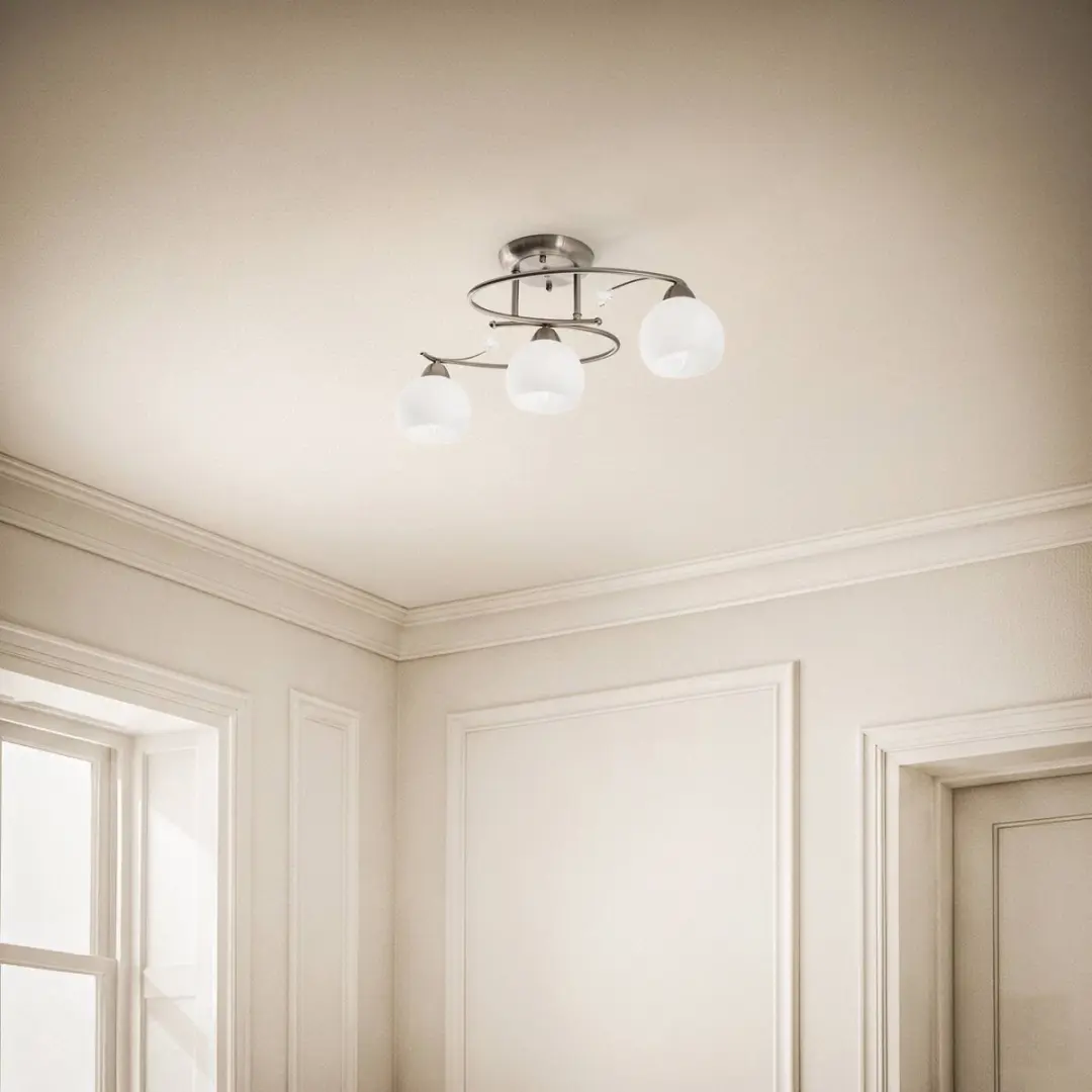 Lindby Plafondlamp 3-lichts E14 - 25,5 cm - Wit/Nikkel Mat