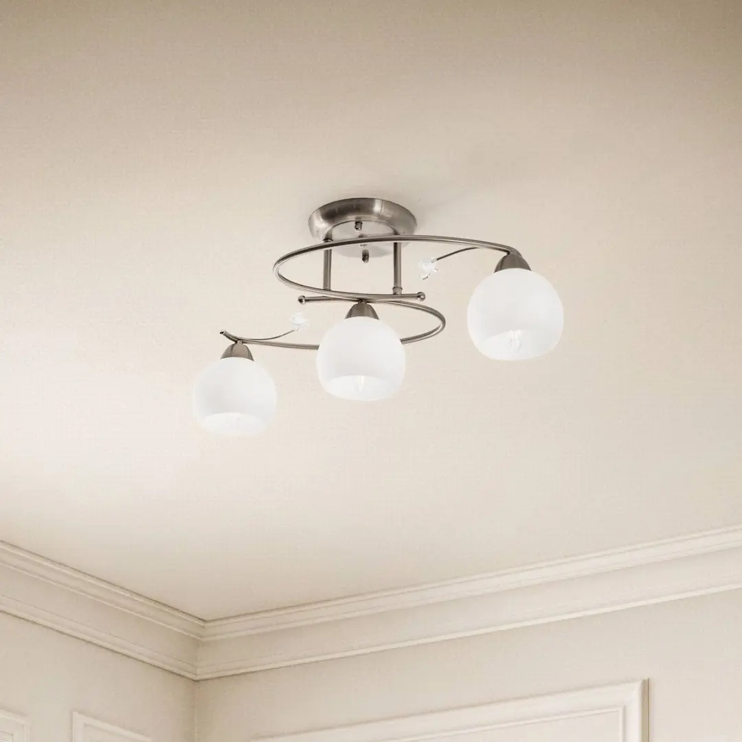 Lindby Plafondlamp 3-lichts E14 - 25,5 cm - Wit/Nikkel Mat