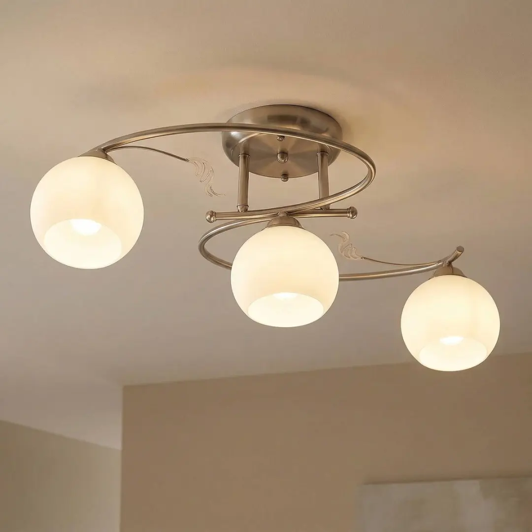 Lindby Plafondlamp 3-lichts E14 - 25,5 cm - Wit/Nikkel Mat