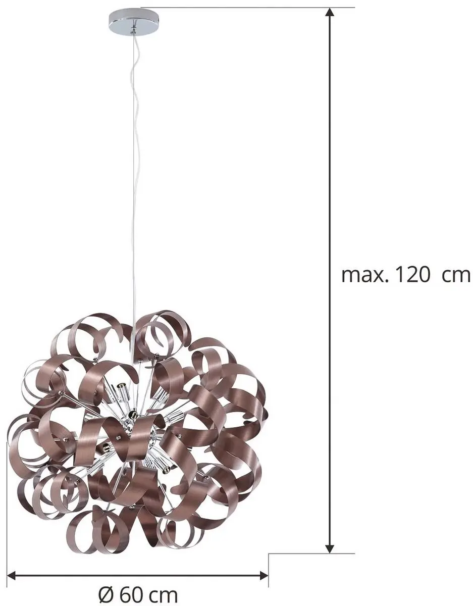 Lucande Hanglamp 12xG9 60cm - Satijn Koper