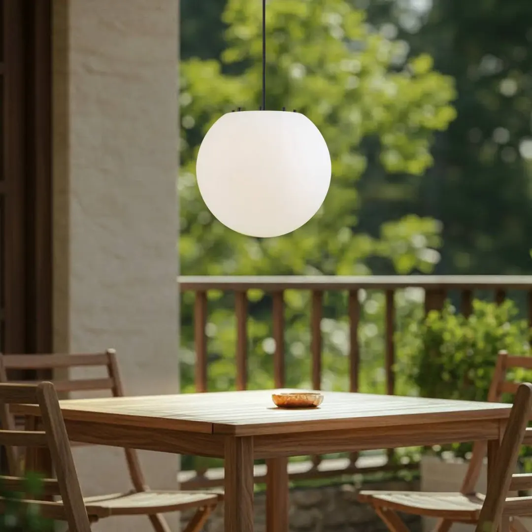 Lindby Hanglamp Buiten 1 Licht E27 - 33,5 cm - Wit/Zwart
