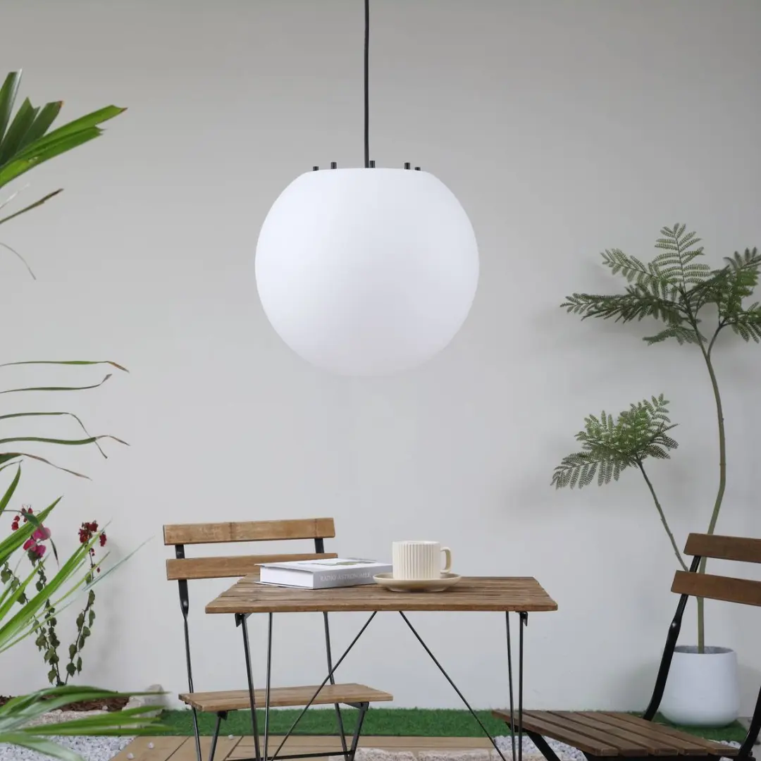 Lindby Hanglamp Buiten 1 Licht E27 - 33,5 cm - Wit/Zwart