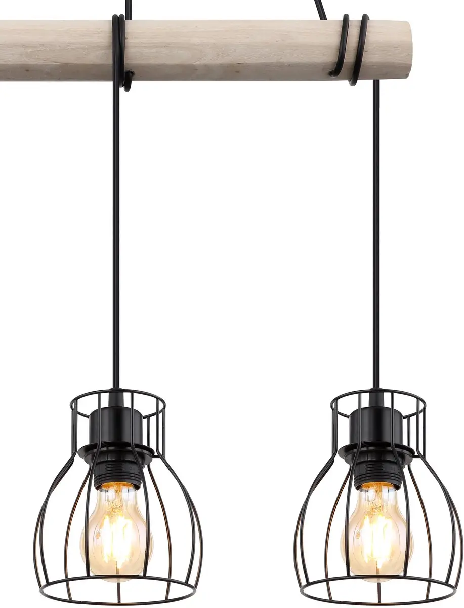 Globo Mina Hanglamp - 3 Lichtpunten - E27 - Naturel/Zwart