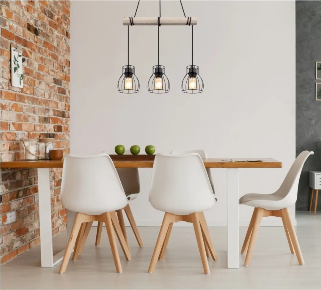 Globo Mina Hanglamp - 3 Lichtpunten - E27 - Naturel/Zwart