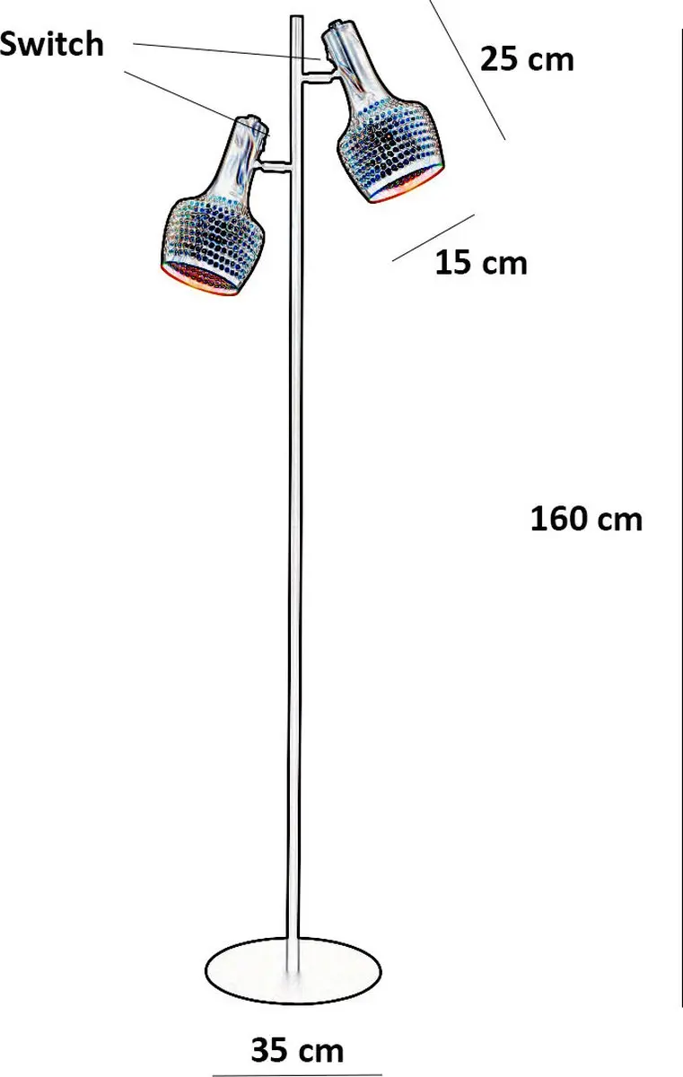 Freelight Fueco Vloerlamp 2x25W - 160cm - Bruin/Zwart