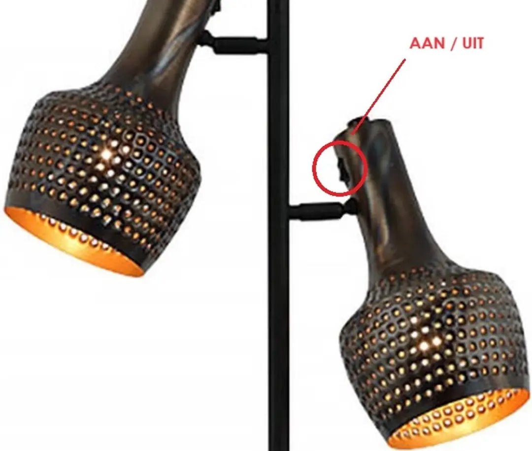 Freelight Fueco Vloerlamp 2x25W - 160cm - Bruin/Zwart